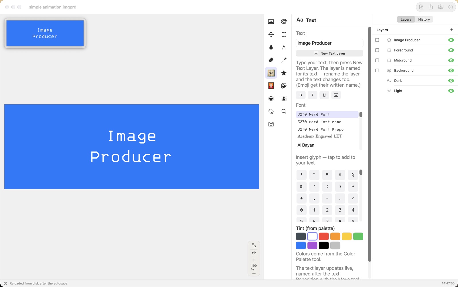 Headline text layer