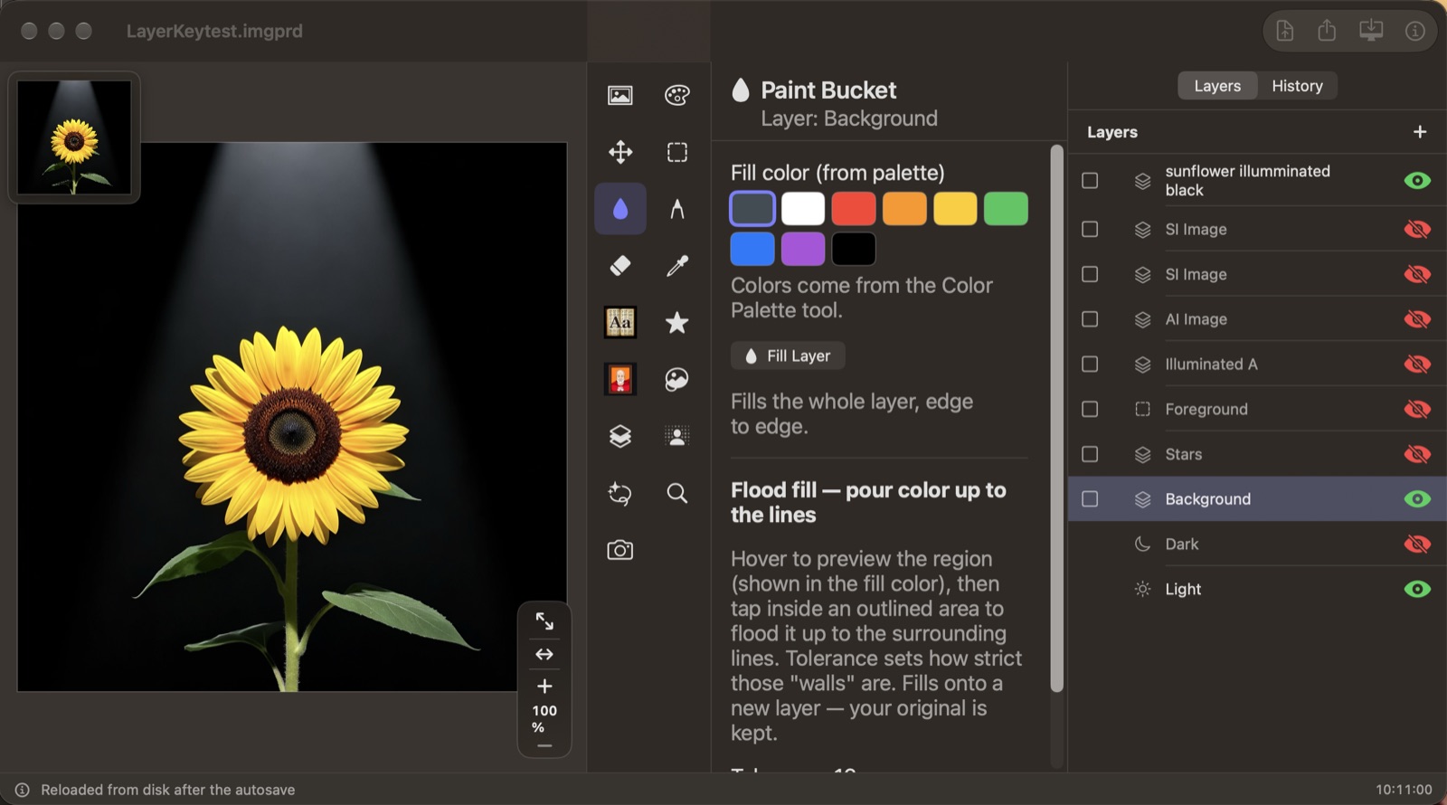 The Paint Drop / Bucket panel