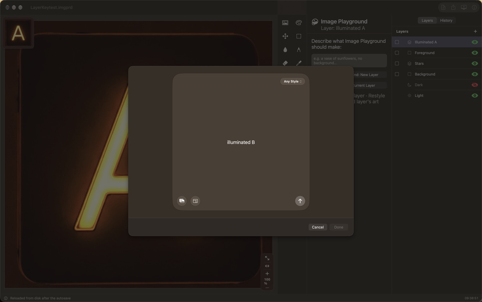 Image Playground with words typed